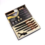High Quality 5pcs Wood Grainl Plastic Handle Knife Set with Peeler