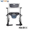 High Quality Commode Shower Wheelchair with Adjustable Armrests/Aluminum Commode Chair with Bedpan W/caster and Padded Seat