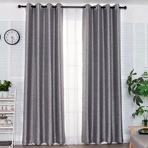 High quality solid simple modern design cotton linen black out curtains for hotel  and living room or sofa