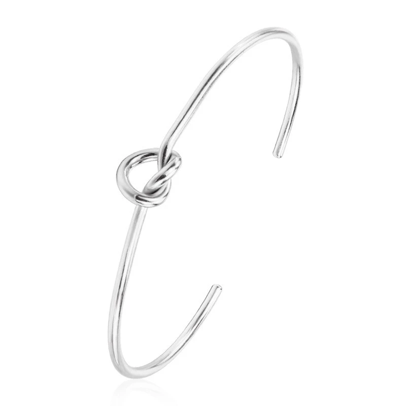 High Quality Womens Accessories Women Open Cuff Knot Bracelet Simple Stainless Steel Hand Jewelry Charm Bracelets
