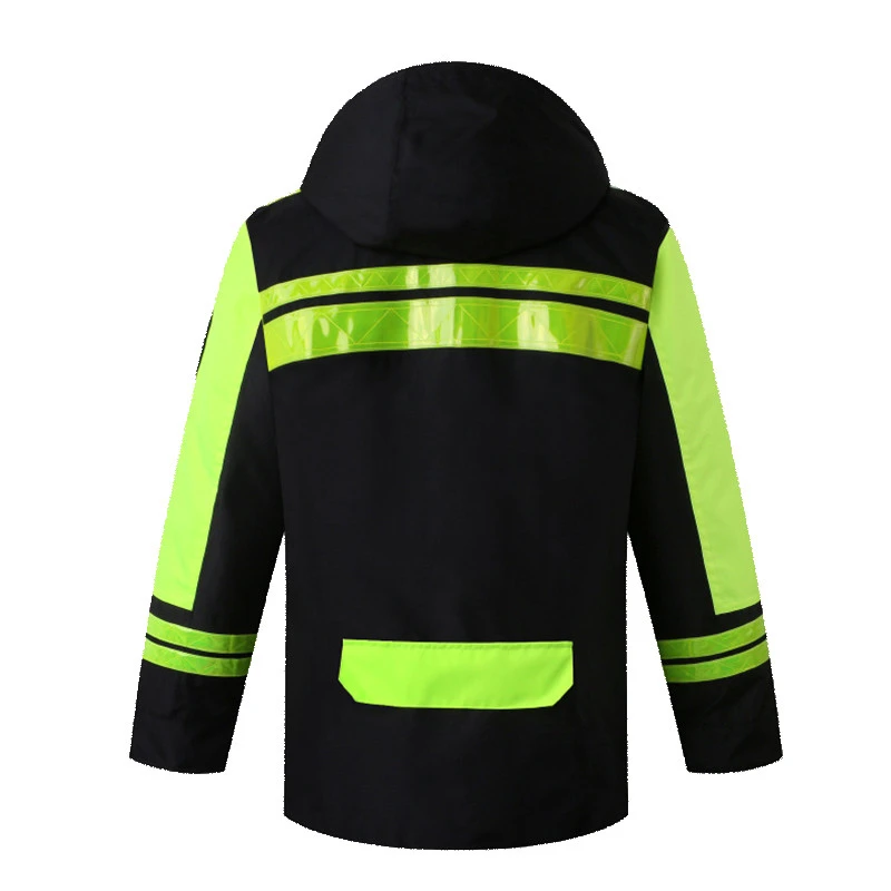 High-visibility Waterproof Outdoor Jacket In Winter, Safety Work Clothes With Detachable Lining, Road Safety Reflective Jacket