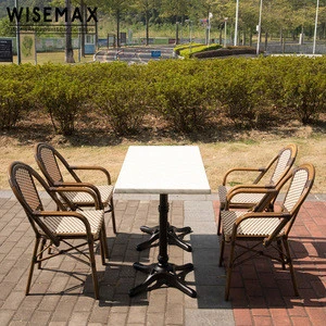 Hot sale high quality outdoor garden aluminum frame rattan furniture set with armrest for cafe and bistro