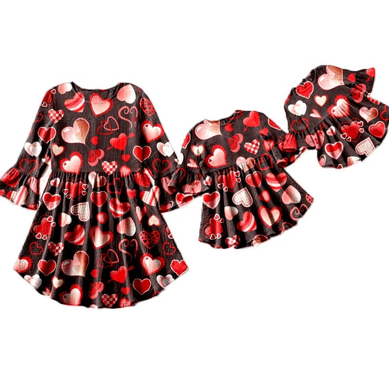 hot sale kids clothes Mama and me maxi dress mother and daughter dress mommy and me valentine outfits
