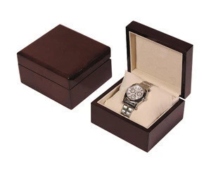 Hot sale  Luxury Men Single Travel Clamshell Packaging Black  Wooden   with  flip type watch with display  box