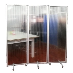 Hot Sale Privacy Office Partition Screen Polycarbonate Folding Room Divider on wheels