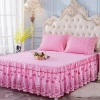 Hot sale  solid color princess Korean European Cheap polyester luxury printed  bedding set hotel lace home bed skirt
