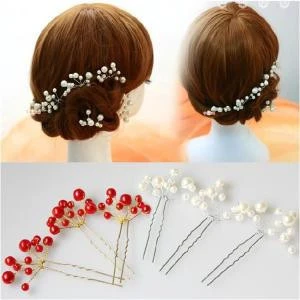 Hot sale wedding Bridal Hairpin Pearl Flower Hair Pin Sticks Clips Barrette Hair Accessories