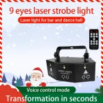 Hot selling 9 eyes laser light Christmas gift  Decorative LED Light Holiday Wedding Indoor Party projector led disco light