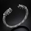 Hot-Selling  Adjustable Mens Open Engraved Stainless Steel Gold Plated Jewelry Cuff Panther Bangle Bracelet