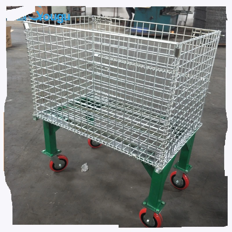 Hot Selling Foldable Portable Mobile Nesting Logistic European Wire Mesh Trolley With Ce Certificate