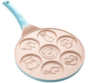 Hotting Food Grade 7 holes 26cm Non-stick Pancake Waffle Maker Fry Pan Smiley Face Mini Pancake Pan