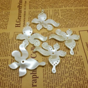 Imitation pearl straight hole flower loose beads new beige ABS pearl flower DIY jewelry accessories clothing accessories