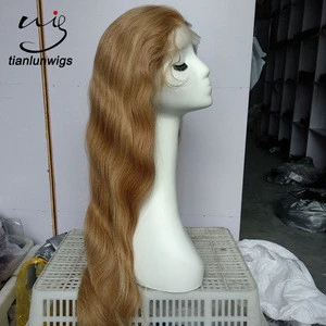 in stock 24 inch top quality honey blonde color #27/613 long hair lace front wig , beautiful women hair front lace wig for sale