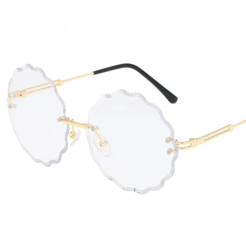 In Stock Fashion Flower Style Metal Vogue OEM Clear Lenses Wholesale Women Round Spectacle Eyeglasses Frames Eyewear 2809C