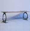 Industrial Cast Iron Patio Bench With Reclaimed Wooden Top