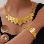 Ins style niche hip-hop geometric jewelry hollow flag diamond design personalized titanium steel Jewelry Set