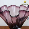 Italian Wedding V-shaped clear purple glass vase with resin flower decoration