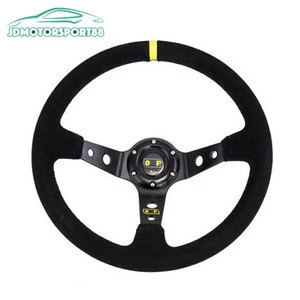 JDMotorsport Car Racing 90mm Deep Dish Suede Steering Wheel