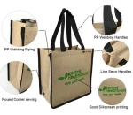 Jute tote bags with handles large burlap shopping custom jute tote bag