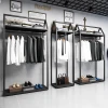 Kainice Cheap wall rack display wooden frame men cloth display stand clothing display shelf clothing rack