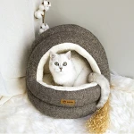 Keep Warm Thicken Round Daul Use Multifunction Cat Bed Wool Pet Cave