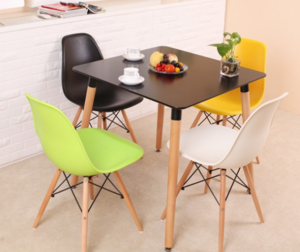 Kitchen dinette chair furniture contemporary wooden white black square rustic wood dining table eating