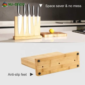 Kitchen wood Display Stand Bamboo Magnetic Universal custom knife block
