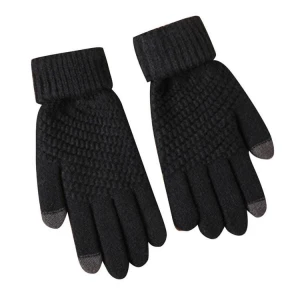 Knitted woolen gloves winter thickened windproof warmth men and women outdoor riding cold gloves