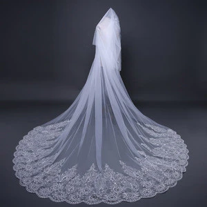 Lace Wedding Veil with Sequins Long Bridal Veils