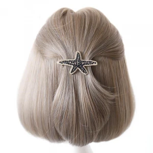 Lady shiny starfish top clip hairpin alloy rhinestone starfish hairpin for girls