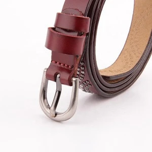 Ladys factory-made wholesale designer beaded genuine leather belt