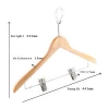 Lanhome Anti-theft Hotel Natural Color Wooden Hanger With Ring Hook and Clips
