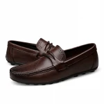 Laser Carving Mens Outsole Design Slip On Brown Antislip Driving Shoes Soft Casual Genuine Leather Men Dress Leather Loafers