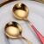 Import Light luxury Red Thicken spoon 304 stainless steel round spoon hotels  high-end tableware adult household soup spoon from China