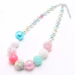 Little Girls Chunky Bubblegum Beads Colorful Pearls Necklace And Bracelet Jewelry Sets For Children