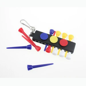 Logo Print 16 in 1 Golf Accessories 12 Plastic Golf Tees Holder and Golf Ball Marker with Keychain Set