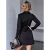 Import Long sleeve autumn spring formal solid  lapel v neck business ladies button women black office blazer dress from China