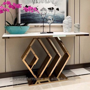 Lux Hotel Hall Console Side Table with Gold Stainless steel leg Modern Design
