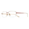 Luxury Business square-shaped Half Rim Spectacle 18K Gold Optical Glasses Frame with Natural Ruby Setting Jewelry Eyewear