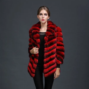 Luxury custom winter warm red real fur chinchilla fur for sale lining women coat