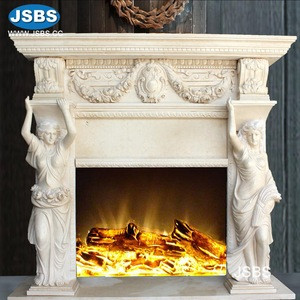 Luxury Design Hand Carved Natural Stone Carved Marble Lady Statues Kamin Fireplace Mantel
