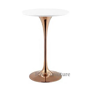Luxury Gold Stainless Steel Base Marble Top Wedding and Event Round Bar Tables
