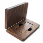 Luxury handmade walnut wooden gift box usb flash drive packaging box