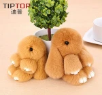 Luxury Quality Fashion Rex Rabbit Fur Bag Accessories Keychain Key Rings Animal Plush Toy