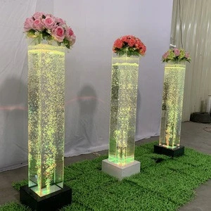 luxury wedding decor glowing water bubble lamp flower pillars wedding decoration lights