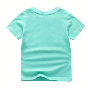 lyc-1086 Summer New Children&#x27;s Clothes Kids Short Sleeve Fashion Baby Boys Pure Cotton Animals Pattern Tops Tees Toddler T-shirt