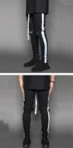 man side strip jean black, blue, white, grey fashion men's trousers custom man denim jeans Pockets Ripped Casual White Jeans