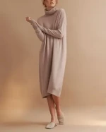 Manufacture OEM Ladies casual dress solid color all seasons cashmere dress women dress