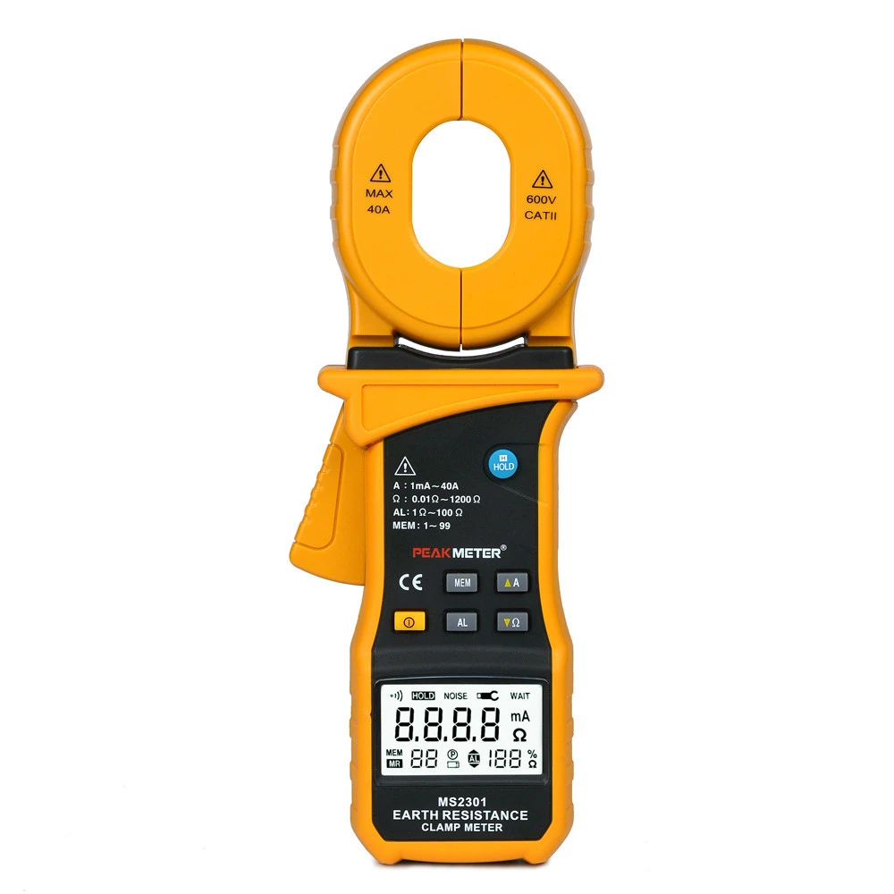 MAX. 9999 counts Test volts 3700V Precision Digital Earth Resistance Clamp Meter Tester MS2301
