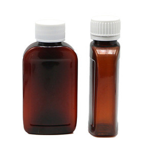 Medicine 100ML flat Amber Plastic liquid Syrup bottle with Tamper-proof cap